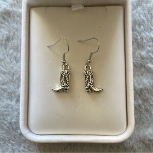 Silver Cowboy Boot Earrings